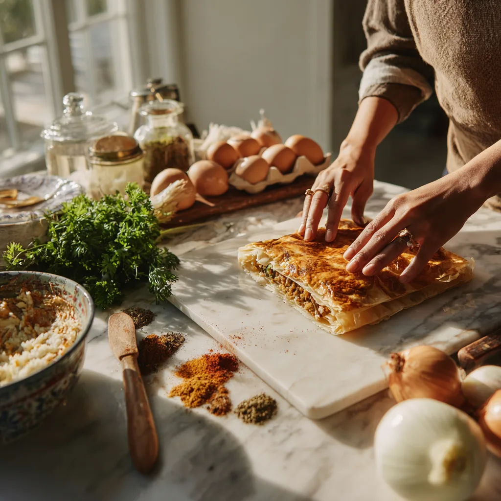 preparation-brick-viande-hachee-pliage-feuille-brick-farce-cuisine-maison