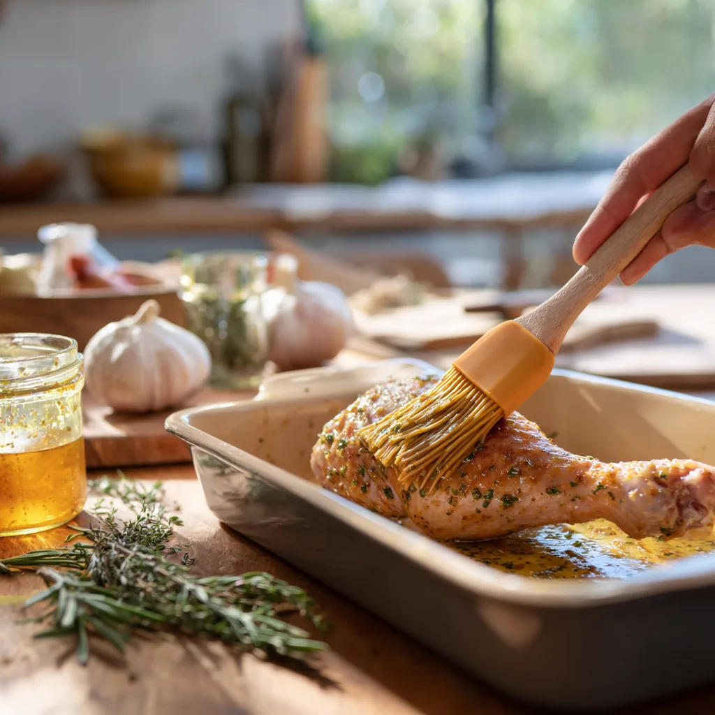 Préparation Cuisse de Dinde au Four avec marinade miel moutarde