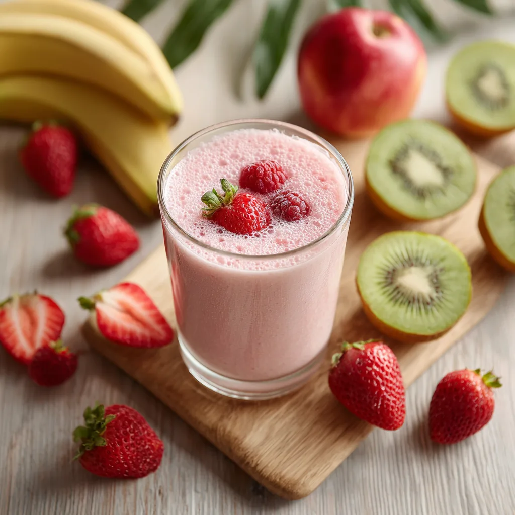 Gros plan d’un smoothie aux fruits onctueux