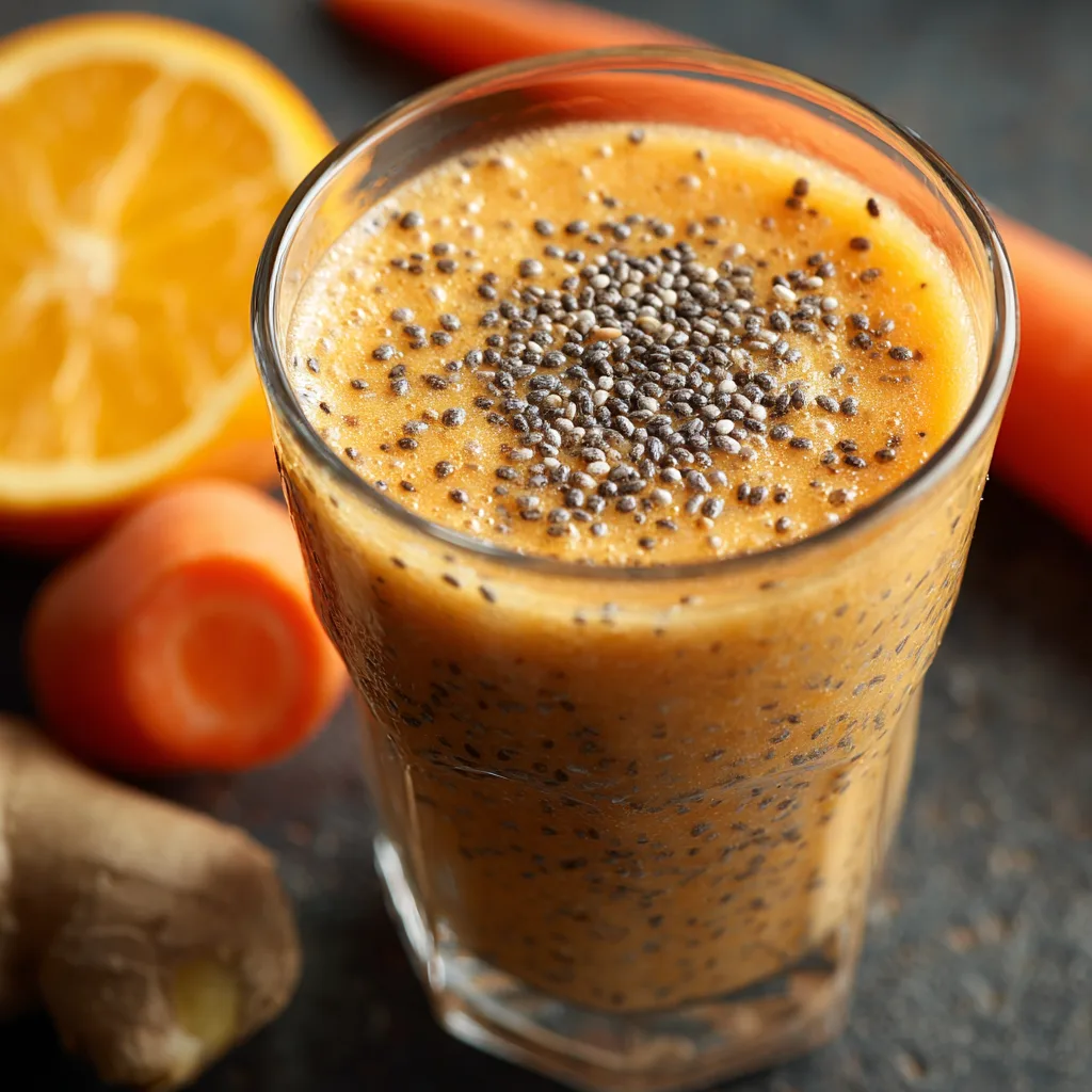 Gros plan sur la texture crémeuse du Smoothie Détox Hiver avec graines de chia