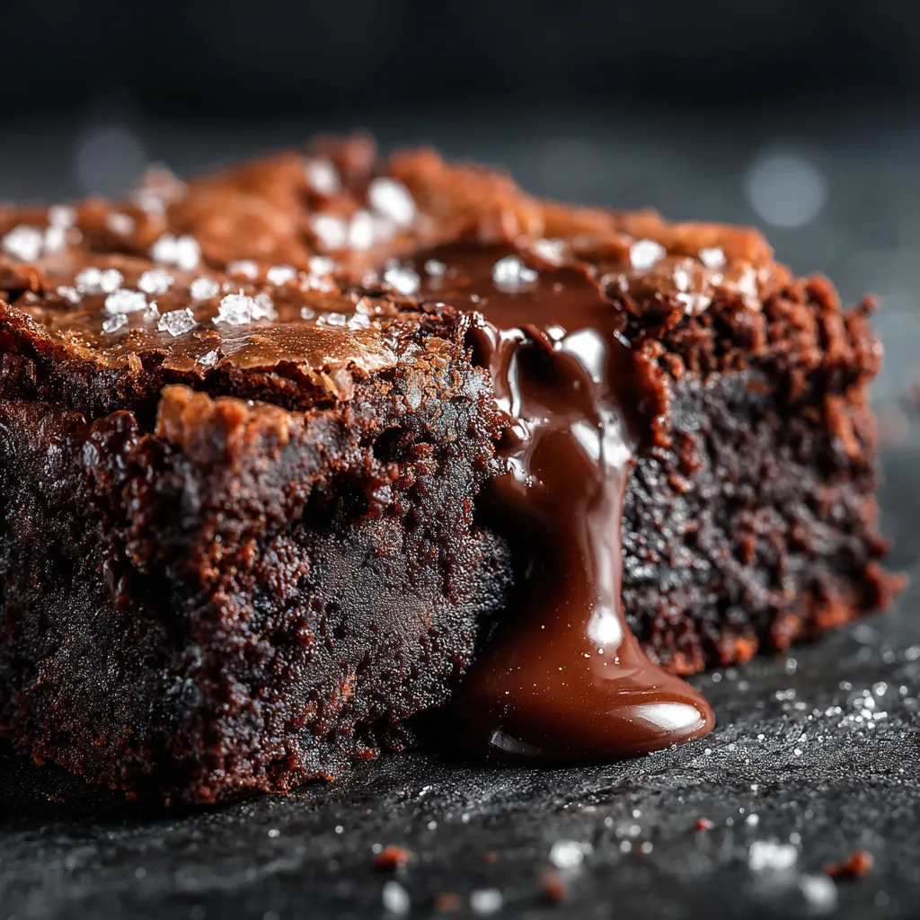 Gros plan texture fondante Brownie Chocolat Romantique cœur coulant chocolat