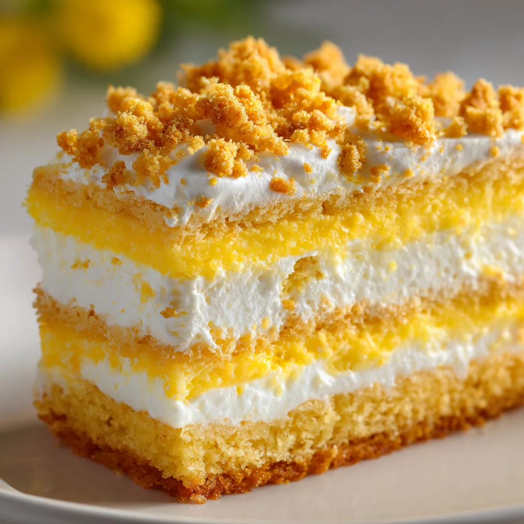 Tranche de Gâteau Journée de la Femme montrant les couches de génoise et crème pâtissière