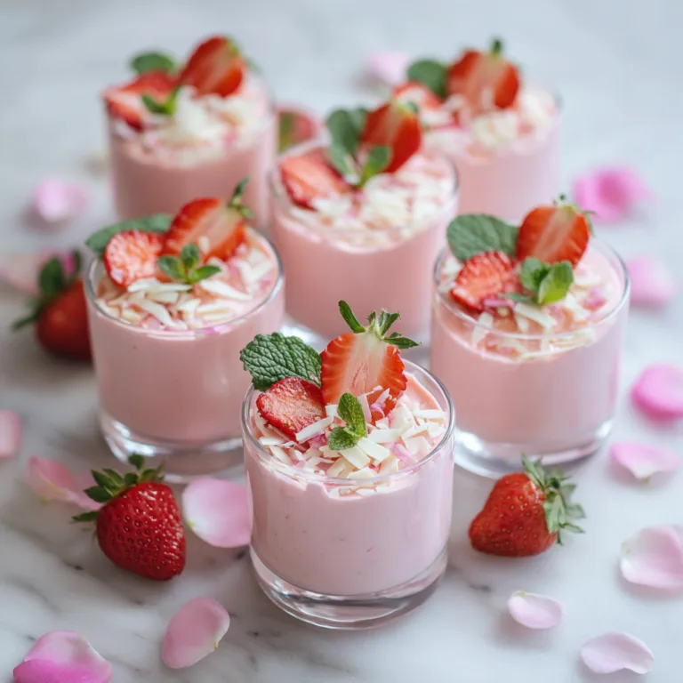 Mousse aux fraises légère en verrines décorée de fraises fraîches pour la Saint-Valentin