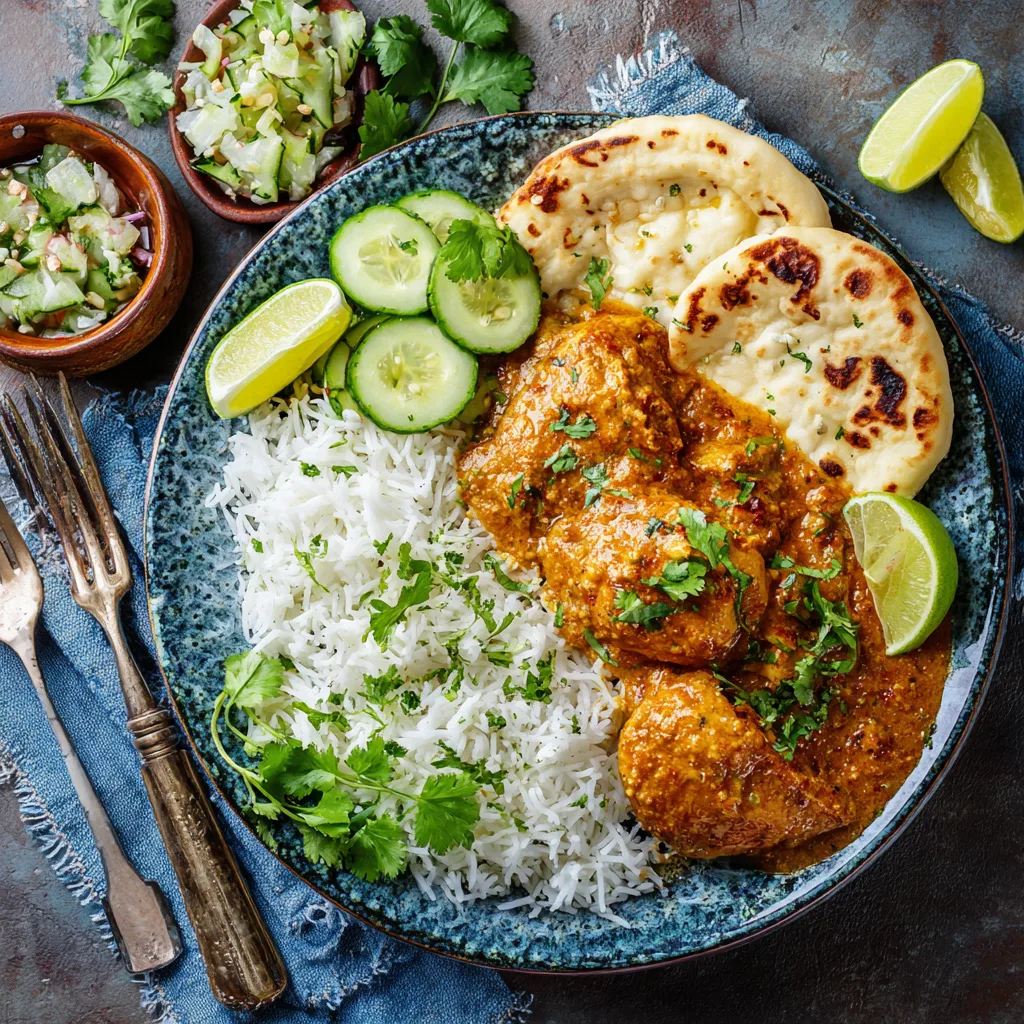 Poulet coco servi table accompagnements