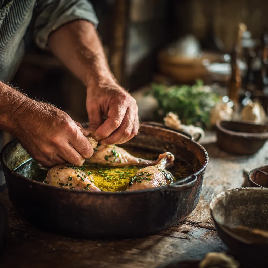 Préparation Confit de Canard cuisine cuisson cuisses dans graisse de canard cocotte