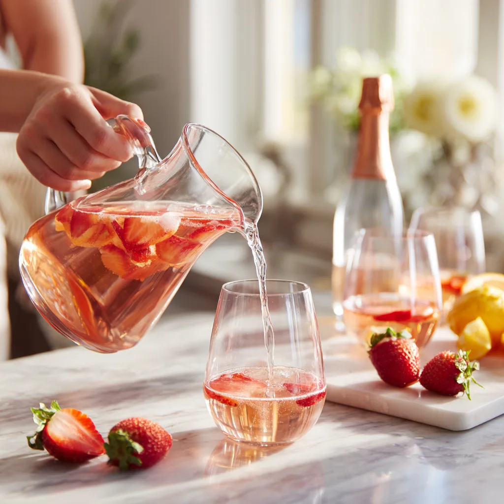 Préparation de la Sangria Rosé à la Fraise dans une cuisine moderne