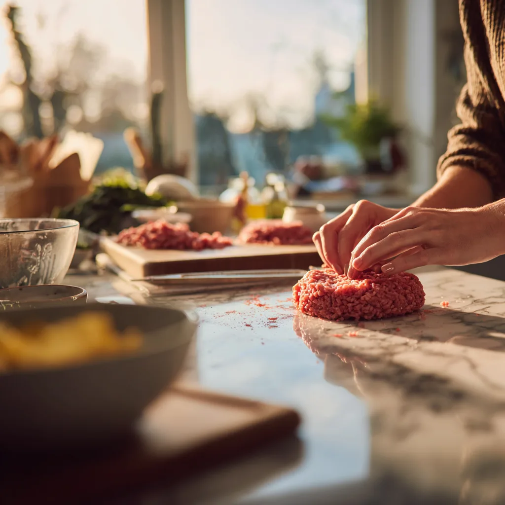 Préparation burger maison formation steaks hachés bœuf cuisine