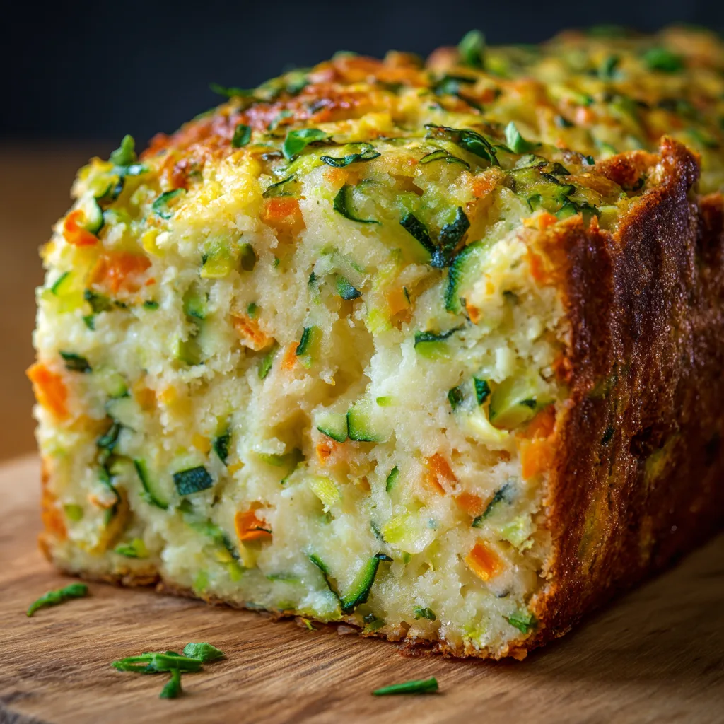 Texture moelleuse cake salé aux légumes de saison gros plan