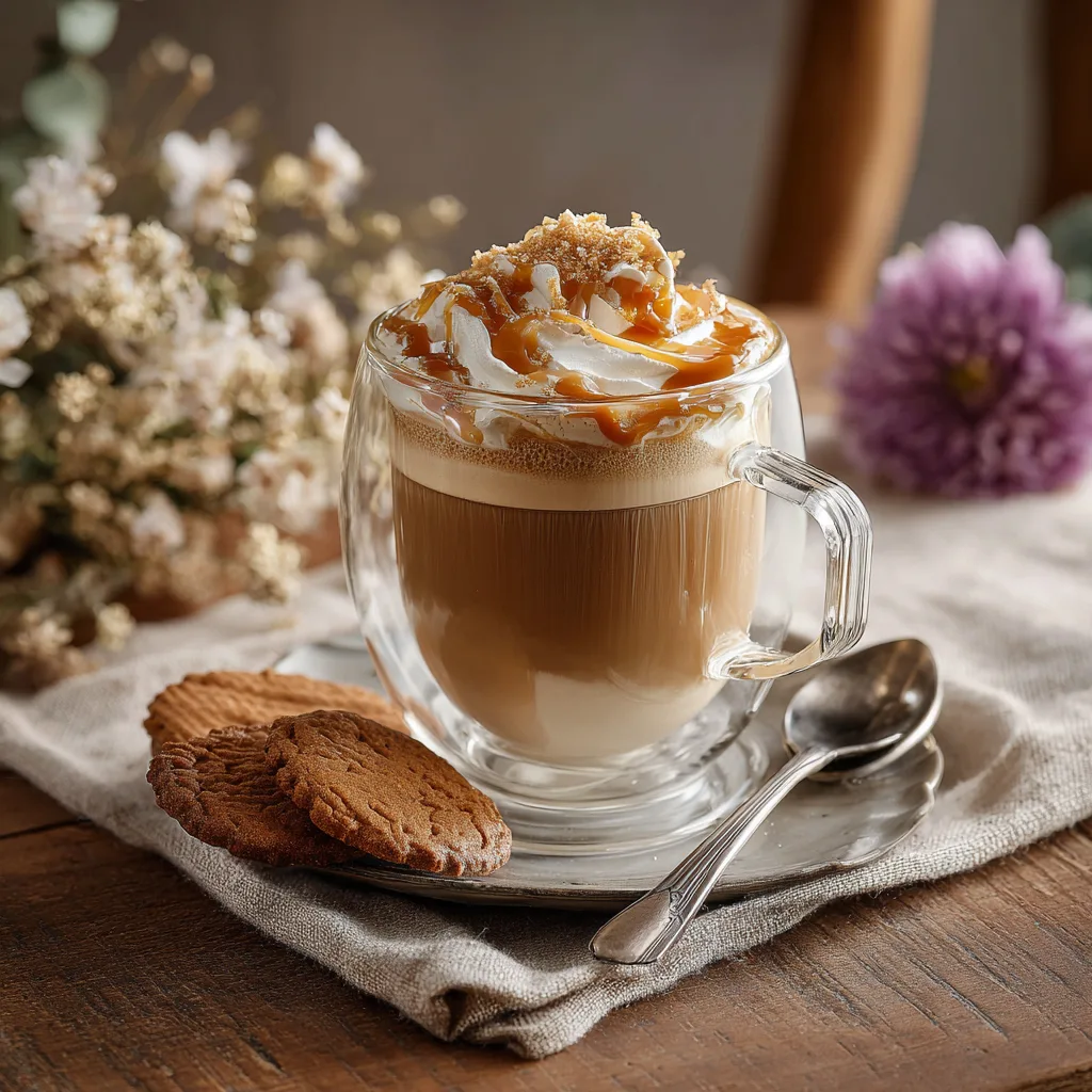 Cappuccino Caramel Beurre Salé présentation table avec cookie accompagnement