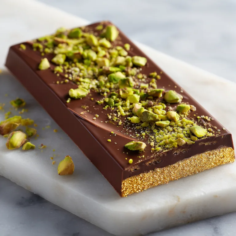 Chocolat Dubai Fourré Crémeux avec garniture pistache et kadaïf croustillant vue de dessus