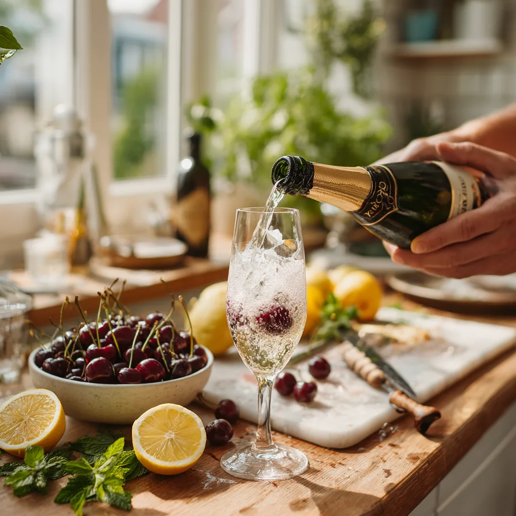 preparation-cocktail-cerise-petillant-versement-prosecco-cuisine