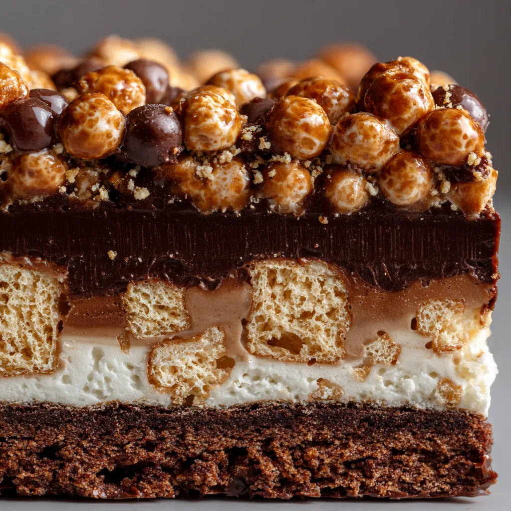 Crunchoko chocolat croquant coupe transversale montrant les couches mascarpone