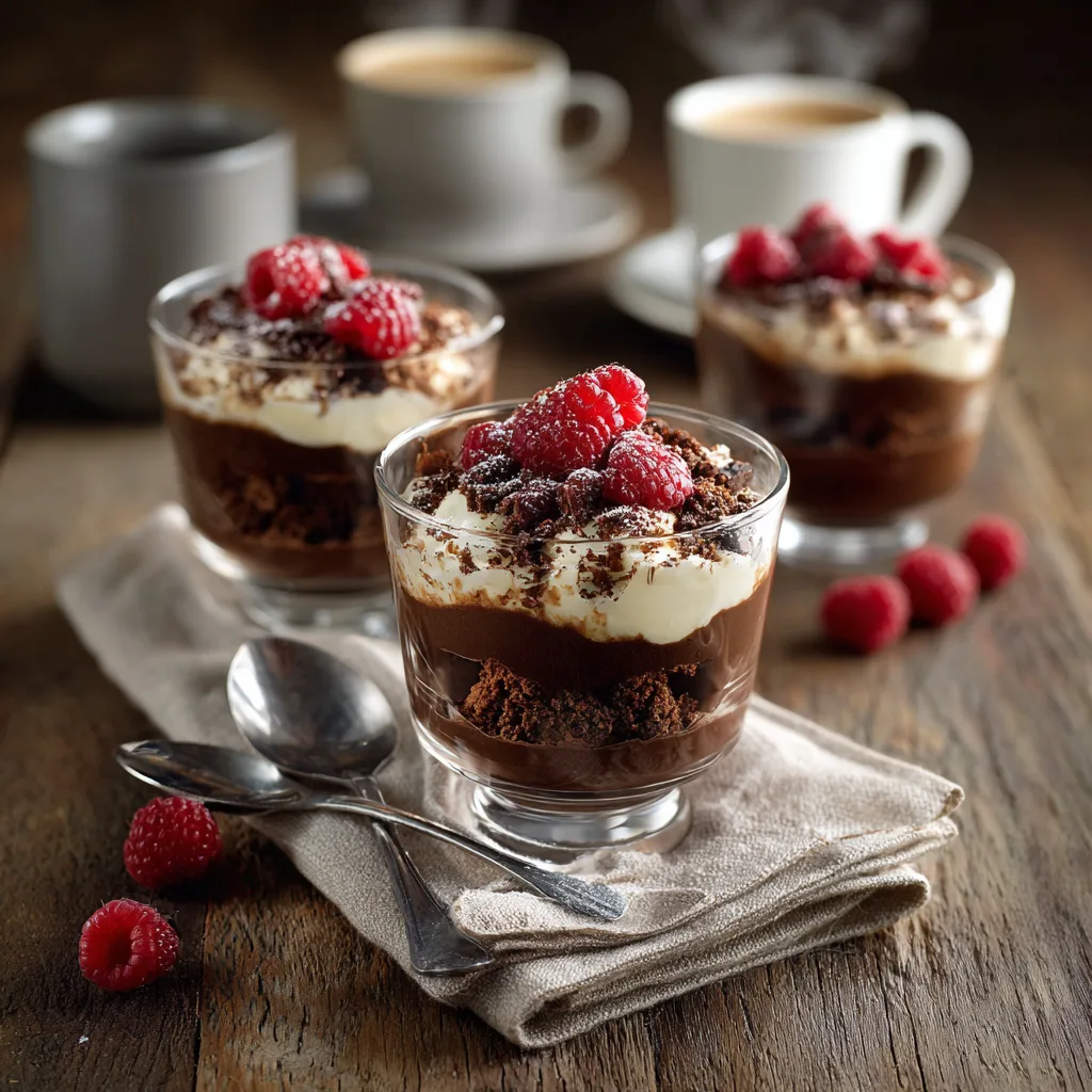 Crunchoko chocolat croquant mascarpone servi en verrines sur table