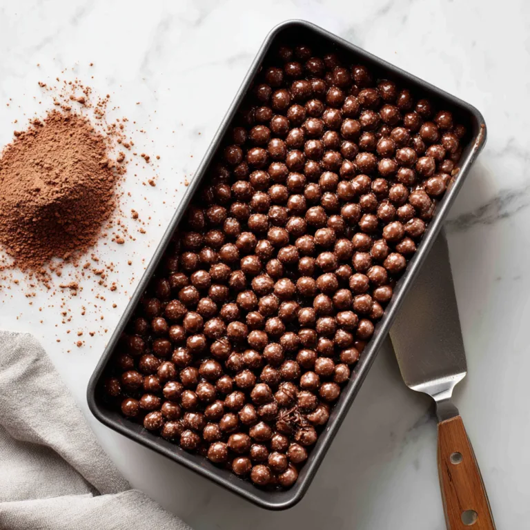 Crunchoko chocolat croquant mascarpone vue de dessus avec billes croquantes