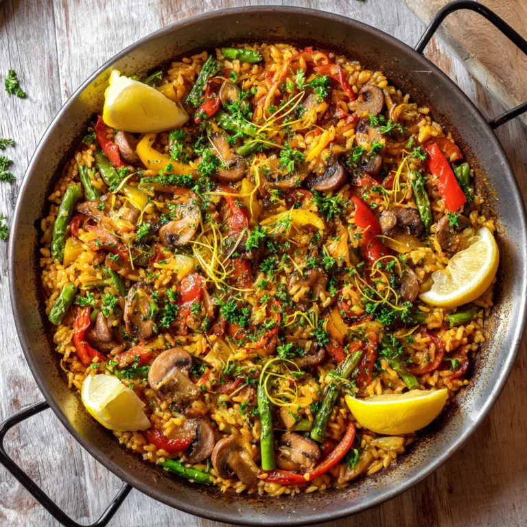 Paëlla végétarienne authentique dans une paëllera avec riz doré au safran et légumes colorés