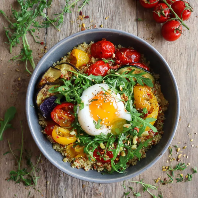 Ratatouille bowl printemps vue de dessus avec quinoa et légumes colorés