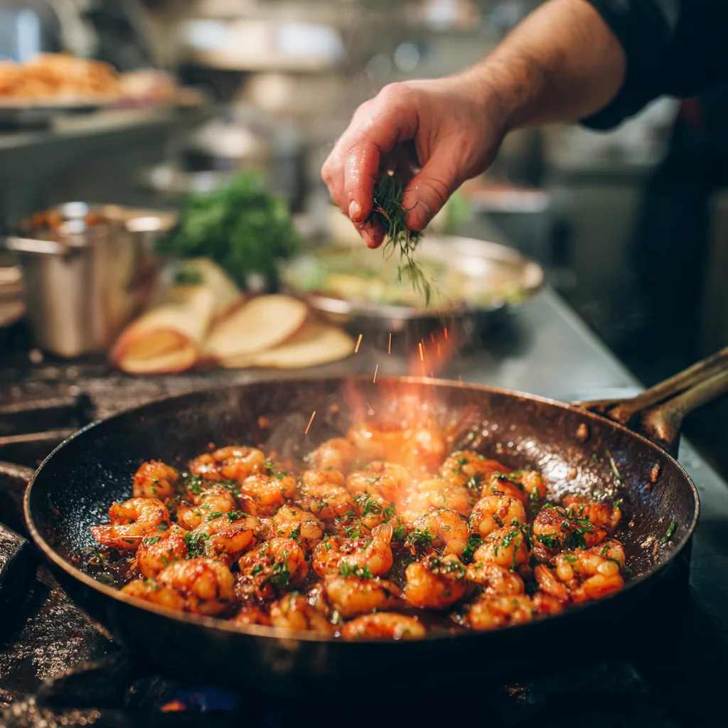Cuisson crevettes poêle pour tacos aux crevettes et avocat