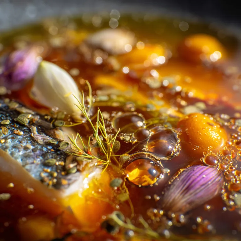 Gros plan bouillon bouillabaisse traditionnelle safran rascasse texture