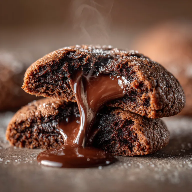 Gros plan cœur fondant chocolat coulant d'un cookie maison