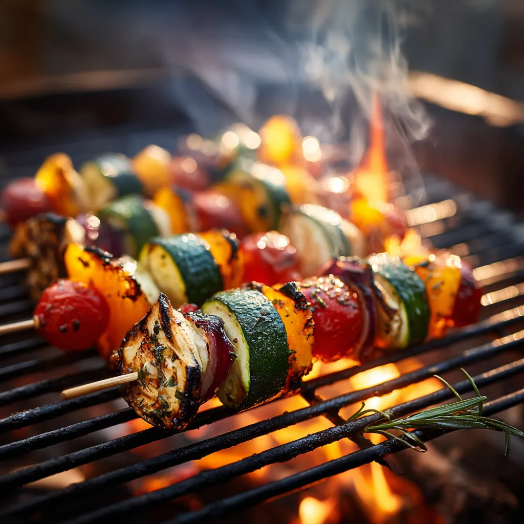 Brochettes de légumes sur le barbecue