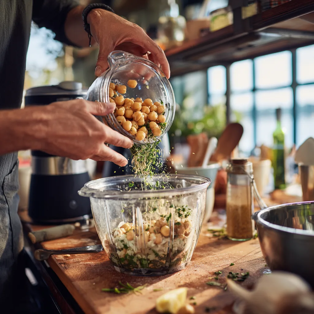 préparation falafels maison croustillants mixeur pois chiches