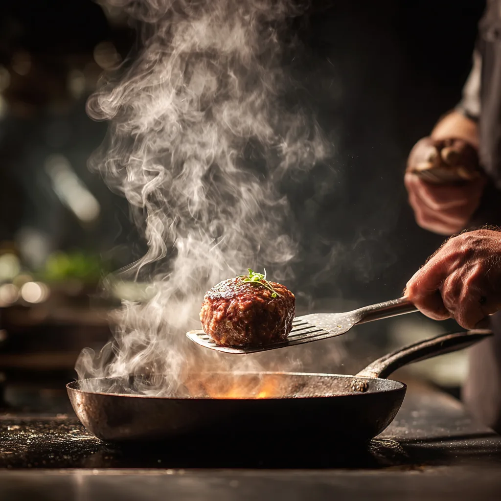 Technique smash burger maison écraser viande poêle fonte