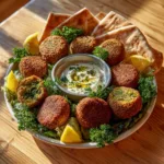 falafels maison croustillants avec sauce tahini vue de dessus