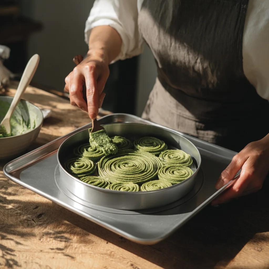 Préparation biscuit pistache pour fraisier maison