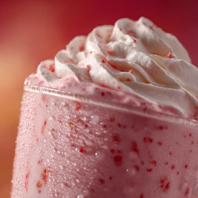 Gros plan texture crémeuse milkshake fraise vanille maison