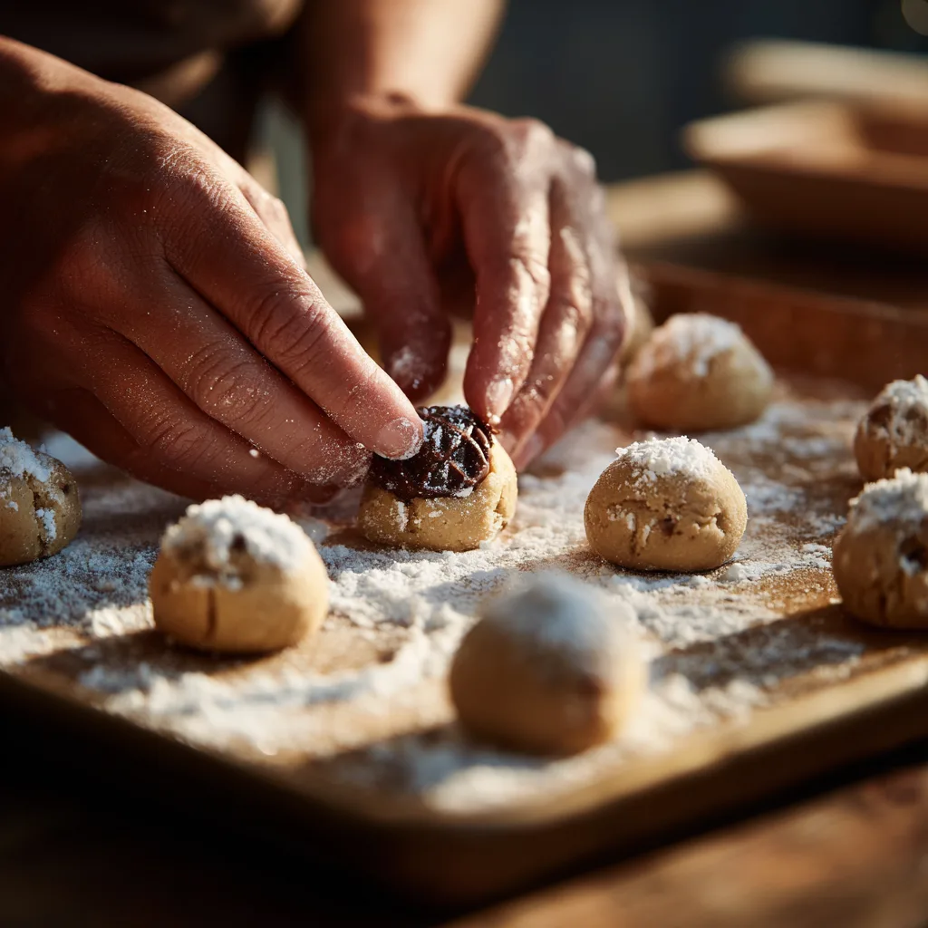 Montage cookies cœur fondant chocolat avant cuisson