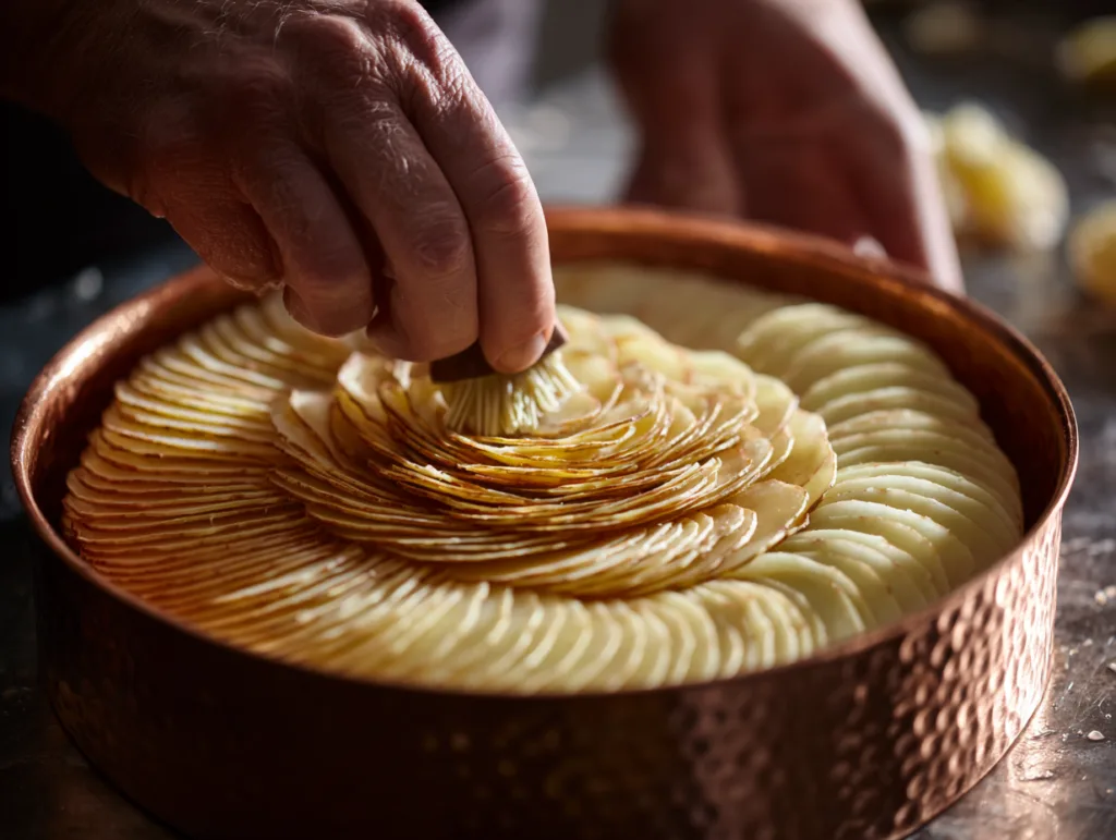 Montage de la rosace de pommes de terre pour les Pommes Anna croustillantes
