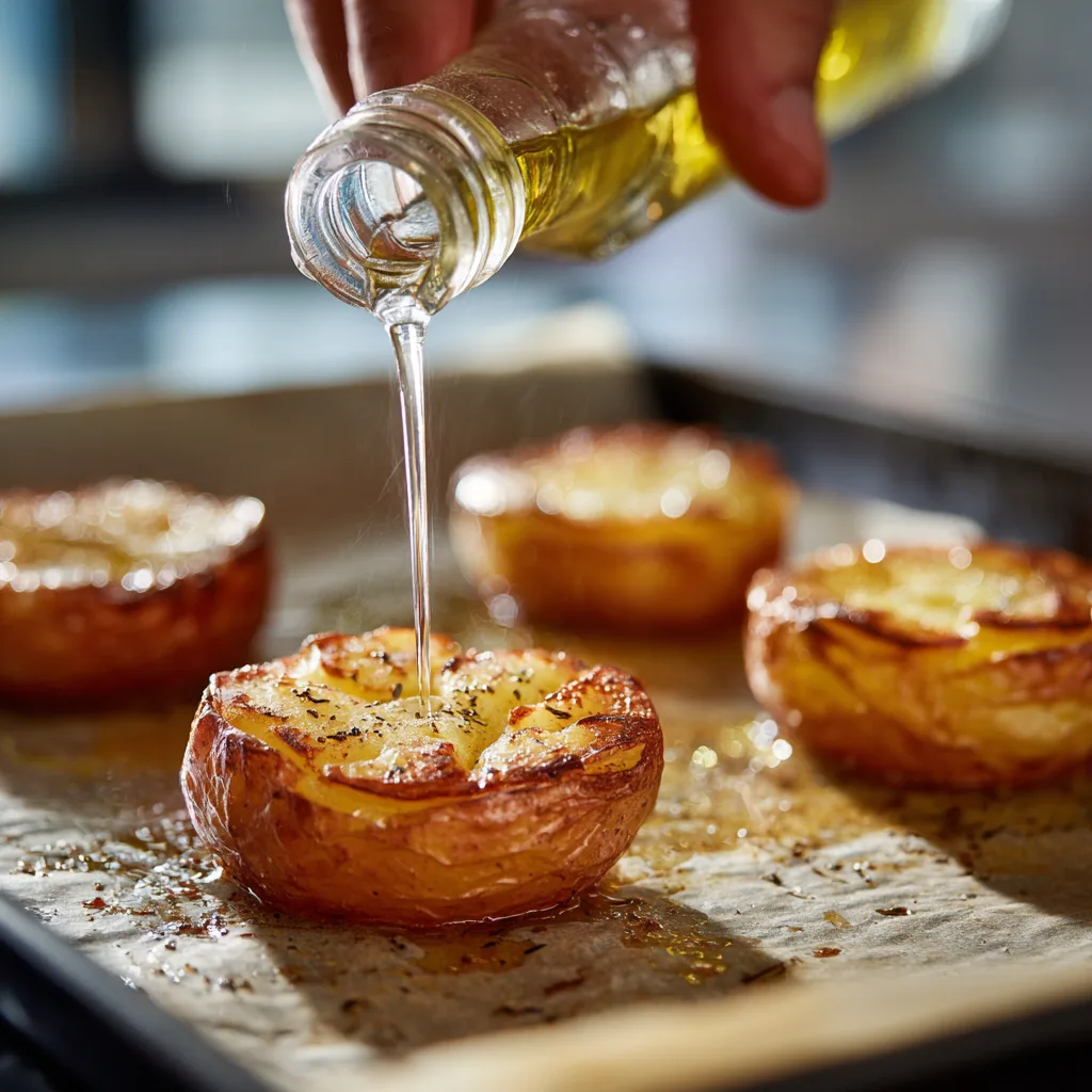 Écrasage pommes de terre smashées avec un verre