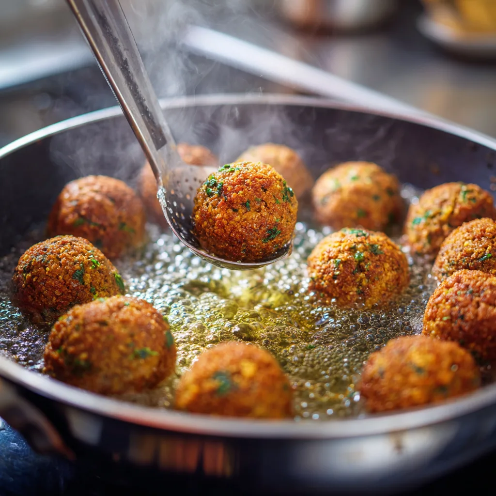 cuisson falafels maison croustillants dans huile chaude