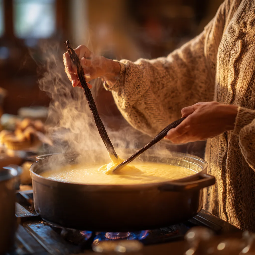 Verser appareil flan patissier vanille dans moule pâte brisée