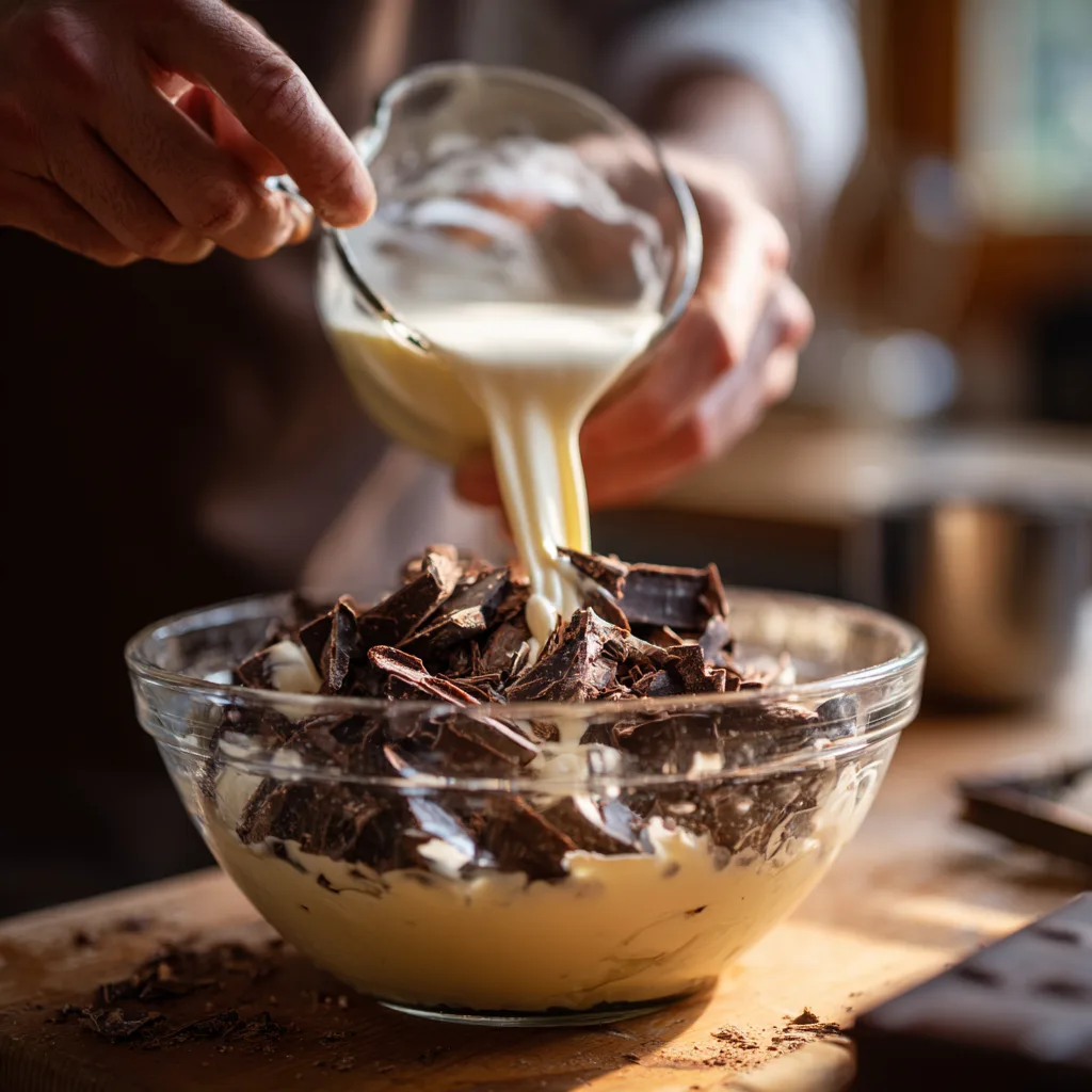 Préparation ganache chocolat pour cœur fondant cookies