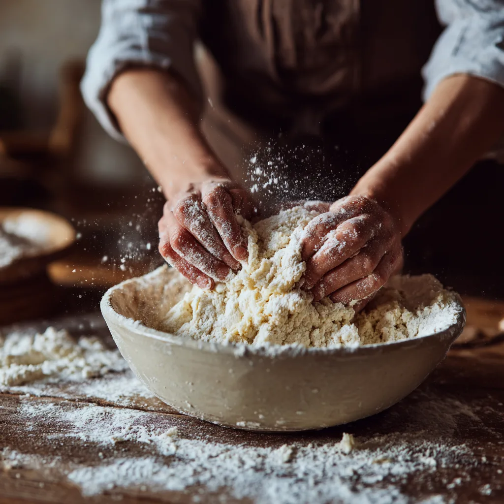 Préparation de la pâte sucrée pour tarte aux fraises et pistache
