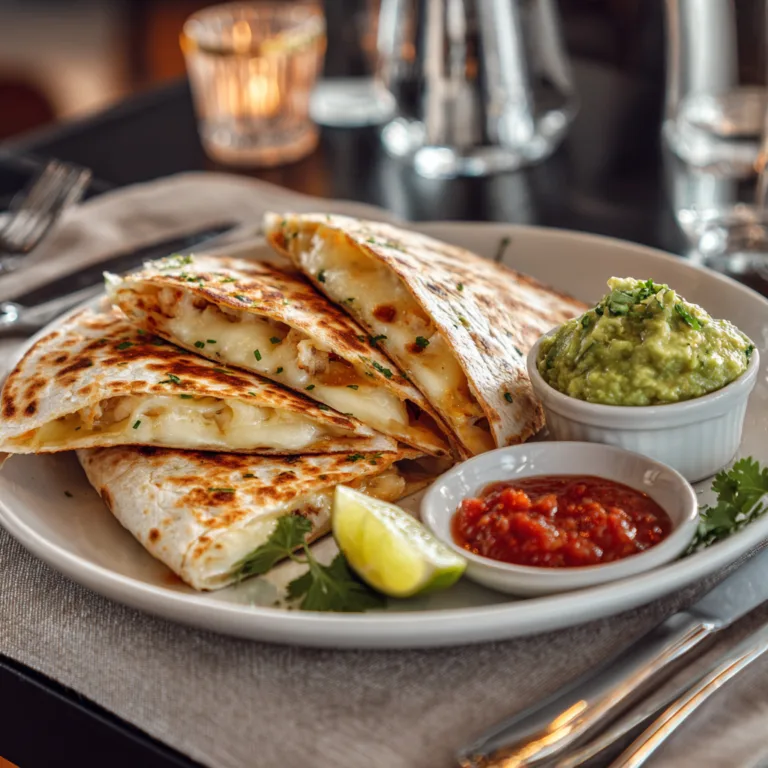 quesadilla poulet fromage avec fromage fondu qui file