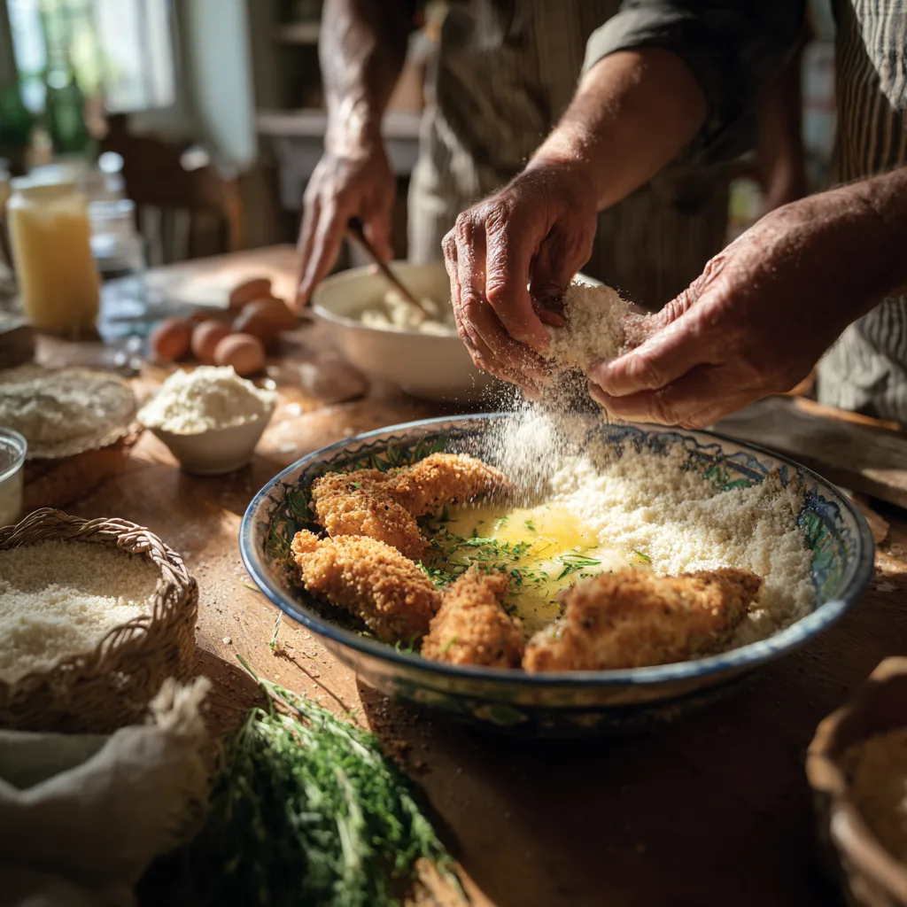 Préparation wrap poulet croustillant panage chapelure étape 1