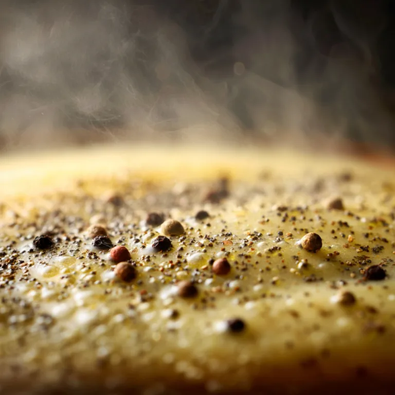 Gros plan sur la texture lisse et crémeuse de la crème de pois cassés avec vapeur