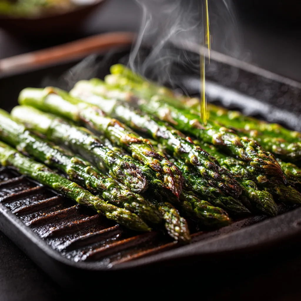 Cuisson asperges grillées poêle fonte parmesan