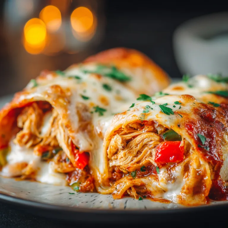 Gros plan enchilada au poulet coupée révélant la garniture juteuse