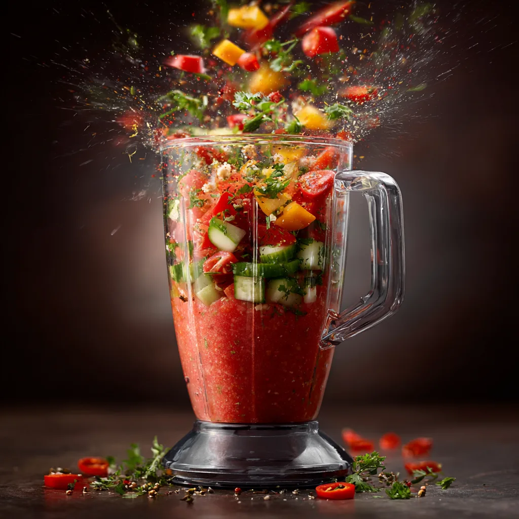 mixage gazpacho tomates et concombre au blender
