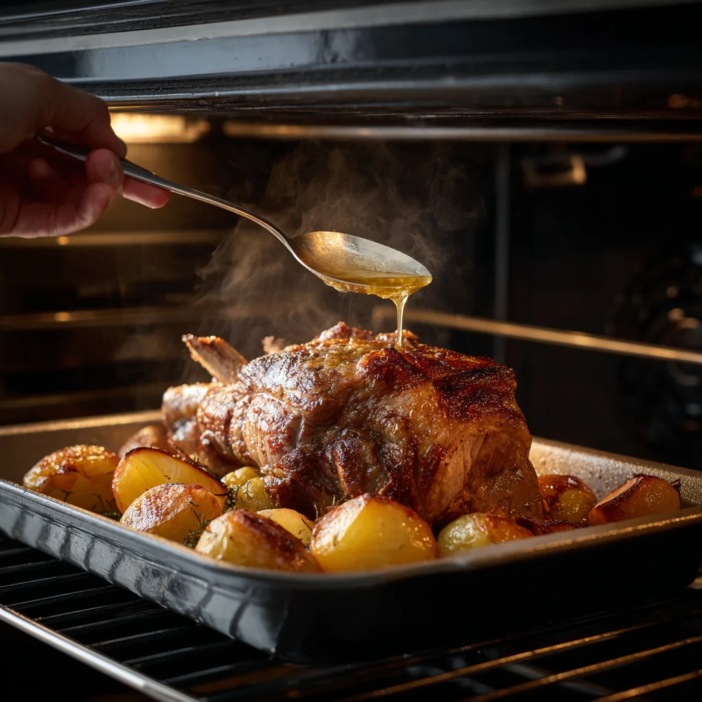 cuisson gigot d'agneau au four arrosage jus cuisson