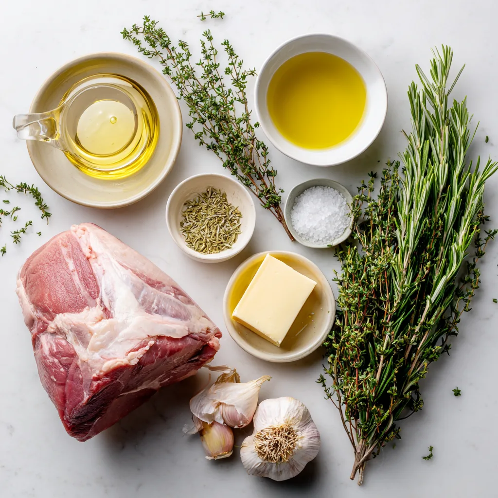 ingrédients gigot d'agneau au four ail romarin huile olive thym