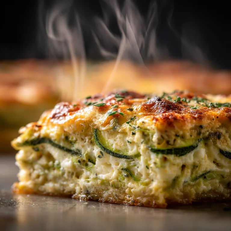 Gros plan sur la texture crémeuse du gratin de courgettes au fromage fondu
