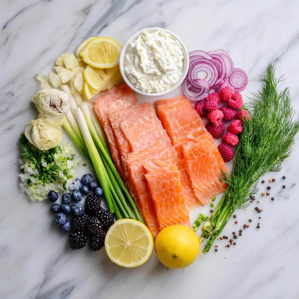 Ingrédients rillettes saumon fumé fromage frais citron aneth