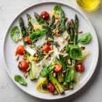 Salade d'asperges grillées au parmesan vue de dessus